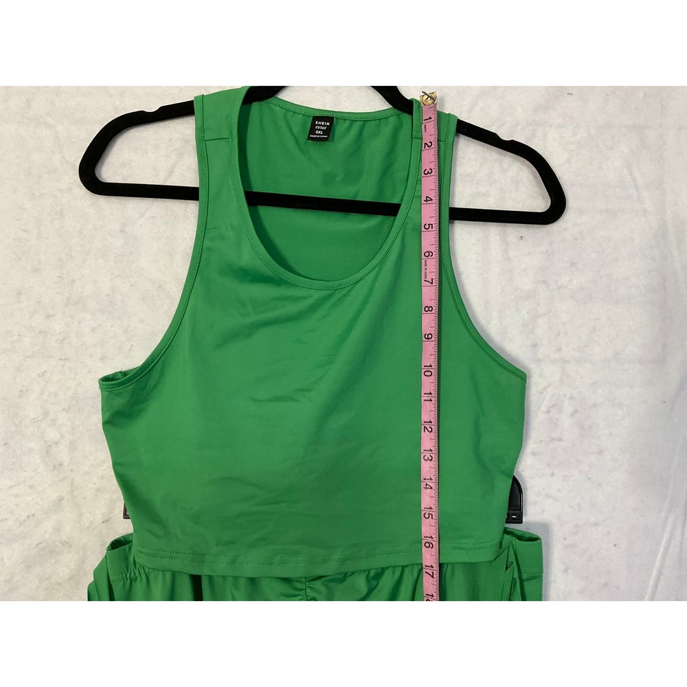 SHEIN Curve 2 Piece Skirt Set Womens 0XL Green Fringe Crop Top Midi Skirt Co-ord - Picture 3 of 11